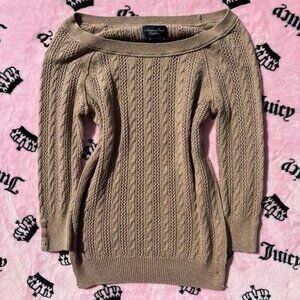 Off the shoulder brown knit top